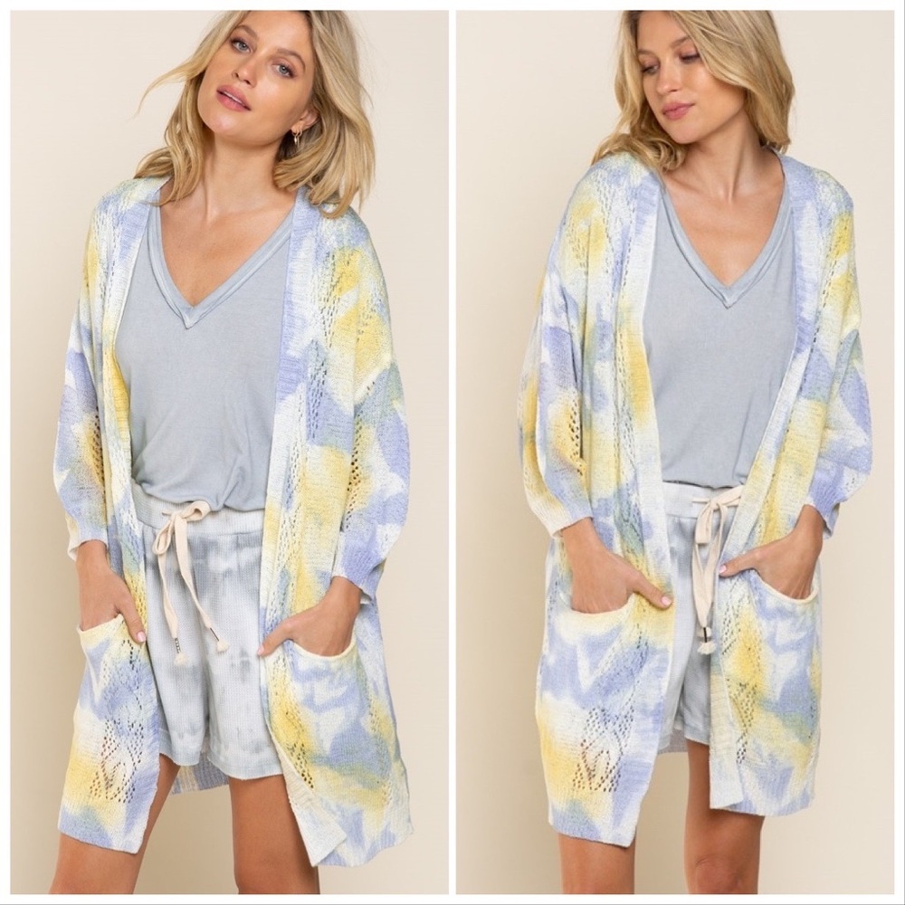 POL Splash of Color Hand Dyed Kimono Cardigan - Picture 5 of 12